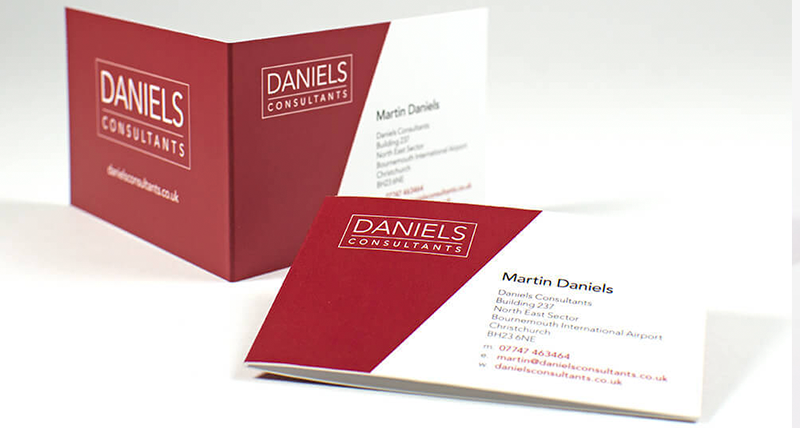 Fold Over Business Cards:  2" x 7" 14pt 2-Sided print